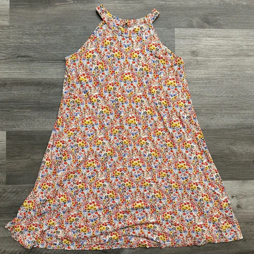 LOFT Outlet Multicolor Floral Jersey Swing Tank Mini Dress - Picture 1 of 7